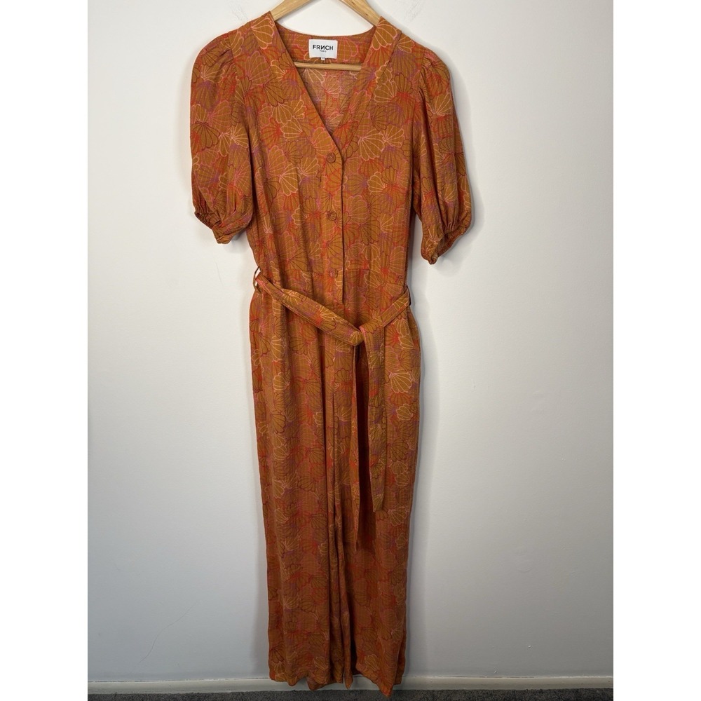 FRNCH Paris‎ Womens XS One-Piece Jumpsuit Belted Lightweight Twee Beach Comfort